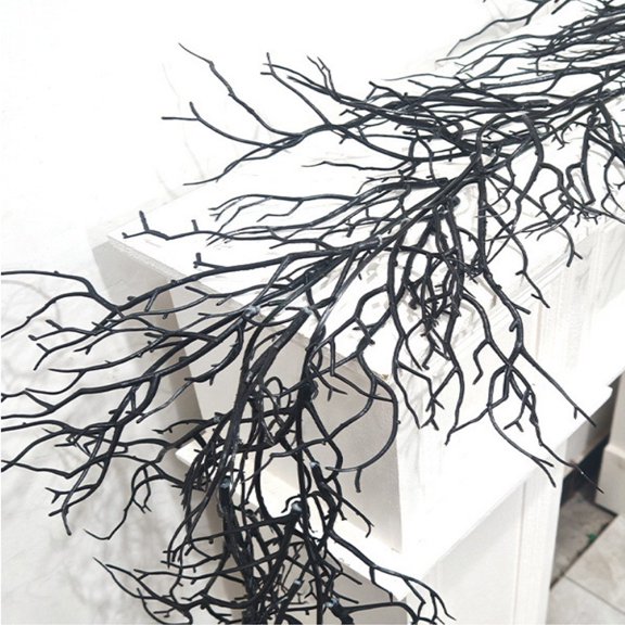 Deeceymbur 68.8in Halloween Black Simulated Withered Vines 2 Pcs Reusable Party Spooky Vibe Upgrade Decor
