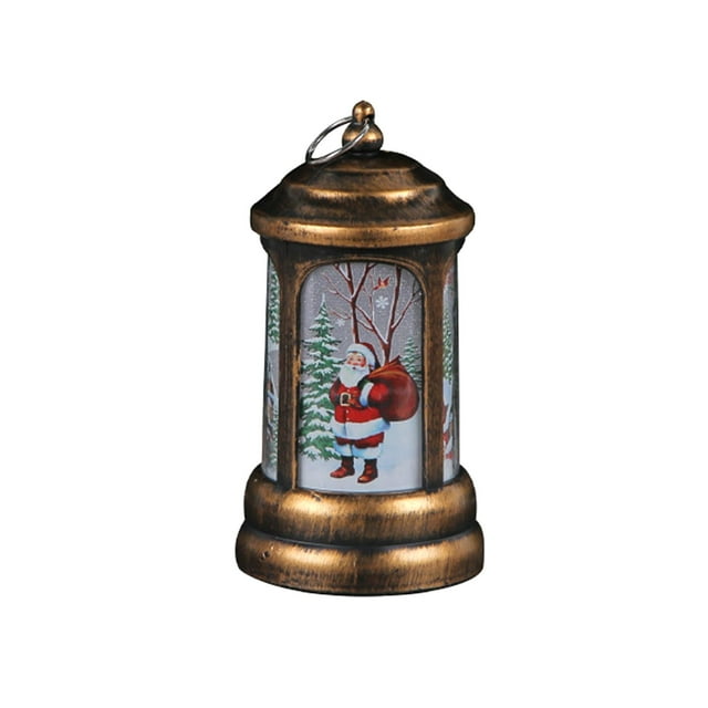 Christmas Tabletop Lantern Xmas LED Light Xmas Ornament 7x12.5cm Decorative Lamp Bronze Color