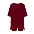 thumbnail image 7 of Mifsaly 2 Piece Short Sets for Women Oversized V Neck T Shirt and High Waisted Shorts Soft Breathable Athletic Workout Outfits 2026 Wine,S, 7 of 7