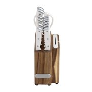 Farberware Edgekeeper Triple Riveted Slim Acacia Knife Block Set with Built in Sharpener 14-piece in White