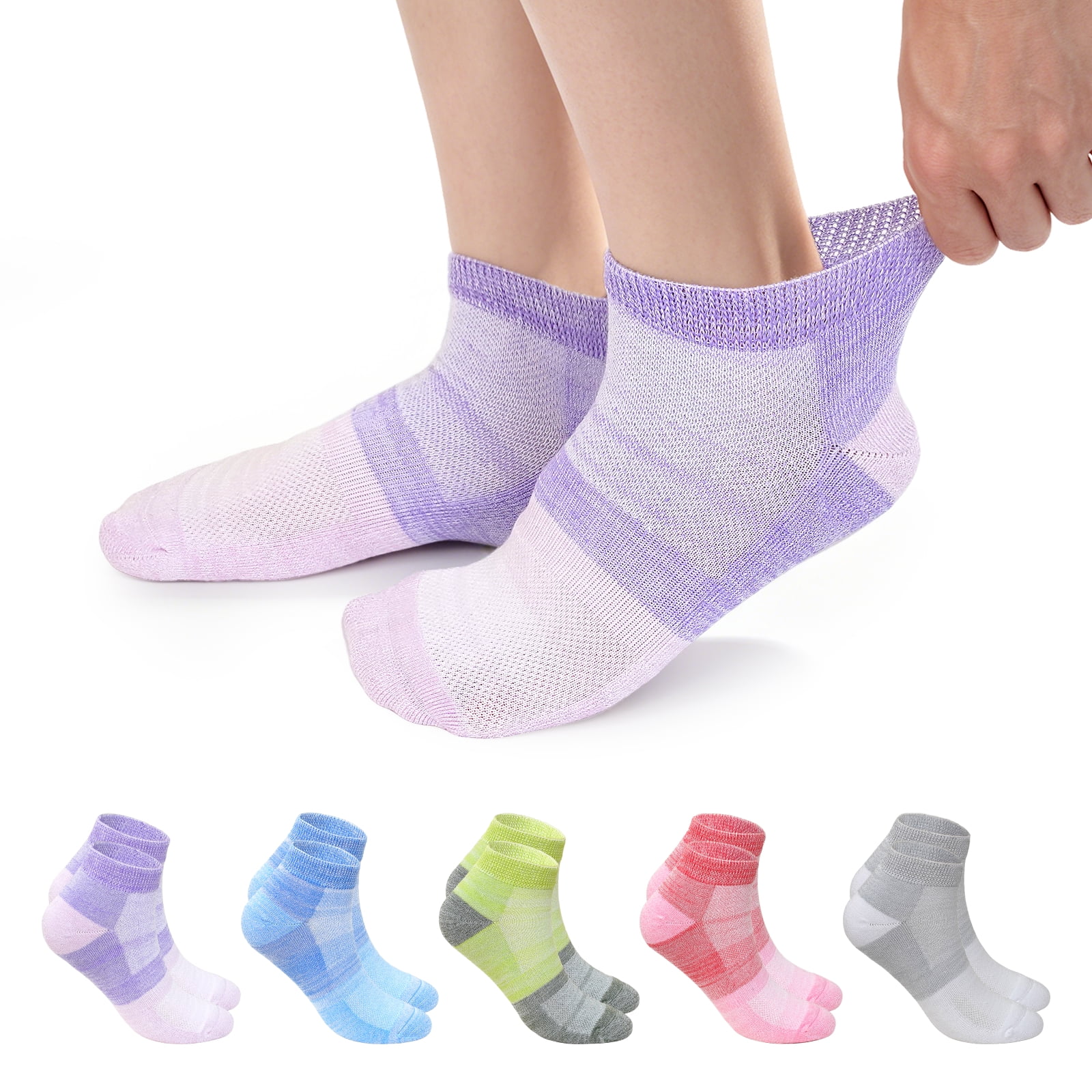 LOFIR Bamboo Viscose Diabetic Socks for Women Men - 5 Pairs Wide Non Binding Neuropathy Socks, Seamless Loose Cushion for Swollen Feet, Size 9-11