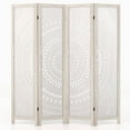 thumbnail image 1 of Costway 66" Boho 4-Panel Room Divider with Carved Pattern & Solid Wood Frame 360° Hinges, 1 of 10