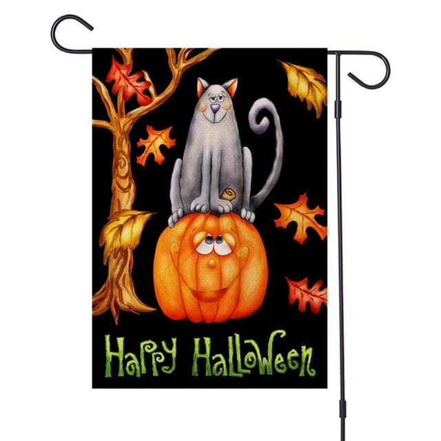 Jardín De Halloween Bandera De Vacaciones De Lino De Doble Cara Decoración De Patio Para Vallas Paredes De Ventanas seitruly HA041436-03