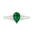 thumbnail image 2 of 1.0ct pear cut green emerald 14k white gold Bridal Wedding Engagement Promise Anniversary Ring for Women size 9.75, 2 of 7