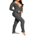 thumbnail image 3 of Pyjama à Rabat pour Femmes Boutonné devant Combinaison Adulte une Pièce Vêtements de Nuit, 3 of 3