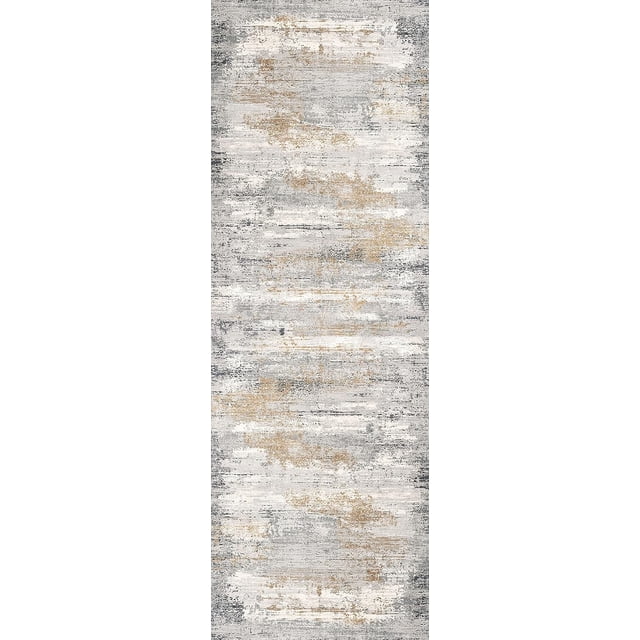 Rug Branch Capri Contemporary Abstract Grey Beige Indoor Runner Rug For Entryway, Hallway, Bathroom, and Kitchen - 2' x 13' (2'3" X 13')