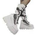 thumbnail image 4 of Womens Goth Platform Boots Chunky Heel Boots Lace Up Zipper Round Toe Mid Calf Boot, 4 of 5