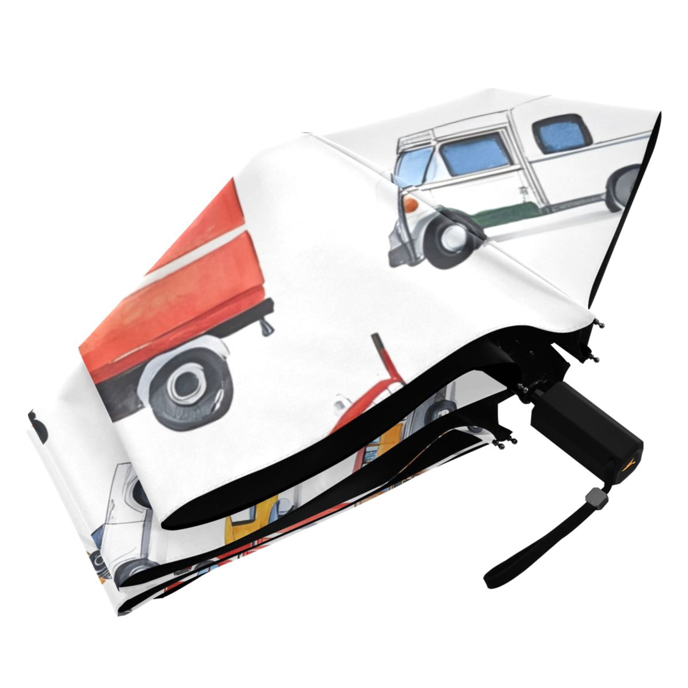 ALAZA Cartoon Car Vehicle UPF 50+ Compact Folding Umbrella for Rain Travel Umbrella Packable