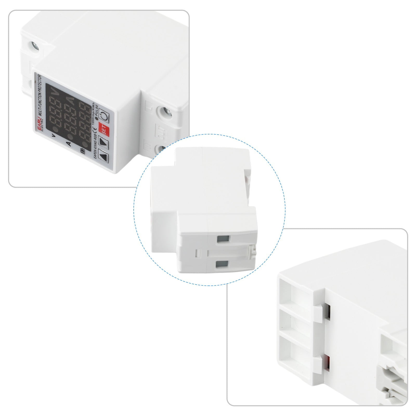 3In1 Display Protector Relay Current Protective Device Din Rail Over Voltage New
