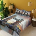 thumbnail image 2 of Ambesonne London Fitted & Top Sheet Set with Shams, Historical Tower Bridge, Multicolor, 2 of 5