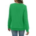 thumbnail image 3 of V Neck Sweatshirt Women with Pockets Casual Plain Comfort Hoodless Hoodies Cozy Fleece Pullover Sweatshirts No Hood Dark Green L, 3 of 3