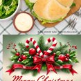 thumbnail image 3 of JOOCAR Merry Christmas Candy Cane and Holly Design Linen Table Mats Set of 4 for Home Kitchen Table Decor 12x18 inch, 3 of 5