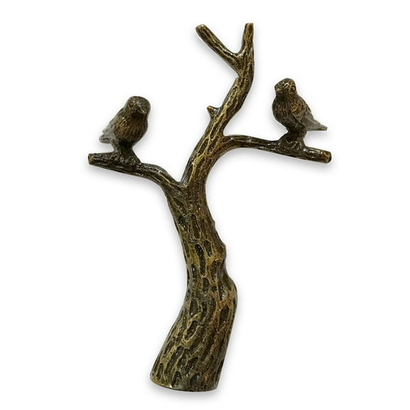 Royal Designs, Inc. Small Birds in Tree Lamp Finial for Lamp Shade, F-5029AB-1, Antique Brass, Single