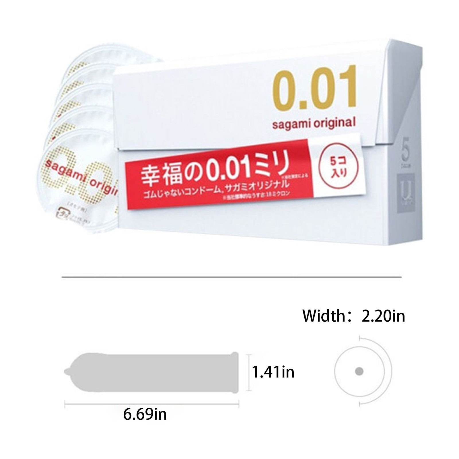 Sagami Japanese 001 Ultra Thin Condoms - 0.01mm Non-Latex Polyurethane, Natural Sensation, High Quality Japanese Brand, Safe & Makeup Organizers