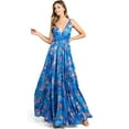 thumbnail image 2 of Aakaa Women's Tropical Parachute Low Back Maxi Dress (Blue - No Leg Slit, Small), 2 of 5