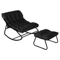 thumbnail image 6 of ELPOSUN Outdoor Papasan Rocking Chair, Oversized Cushioned Lounge Chair with Ottoman and Sturdy Metal Frame, Patio Egg Rocker for Balcony Backyard Porch Bedroom, Black, 6 of 8