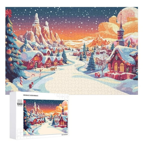 Winter Wonderland 1000-Piece Wooden Puzzle - Challenging & Relaxing Activity for Adults, Unique Home Art Decor, Great Surprise