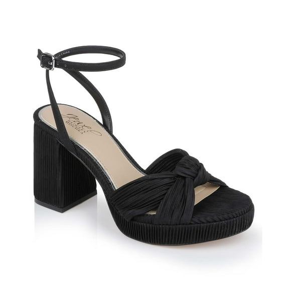 Jewel Badgley Mischka Tyler Ribbed Open Toe Block Heels