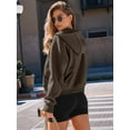 thumbnail image 4 of Womens Zip Up Hoodies Fleece Jackets Oversized Sweatshirts Fall Fashion Outfits Sweaters Winter Clothes Dark Brown L, 4 of 6