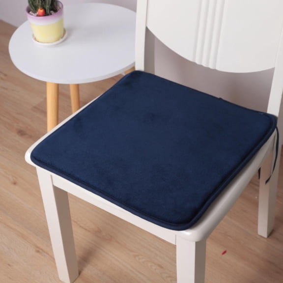 Chair Cushions with Ties, 1 Pack Seat Cushion, 13.7" Velvet Square Comfortable Dining Chair Pads, Removable Slip Resistant Kitchen Chair Seat Cushions (1PCS)