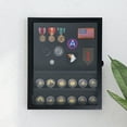 thumbnail image 3 of Merrick Lane 14.5x17.5 Solid Pine Medals Display Case with Channel Grooved Removable Shelves in Black, 3 of 15