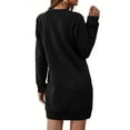 thumbnail image 5 of Fewfanhot Dresses for Women Casual Long Sleeve V Neck Tshirt Dress Side Split Fashion Fall Outfits, 5 of 5