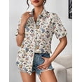 thumbnail image 2 of Camisa Zeagoo para mujer, hawaiana, suave y fresca, con estampado floral de verano, 2 of 5