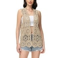 thumbnail image 1 of Women's Floral Crochet Lace Trim Open Front Cardigan, 1 of 5