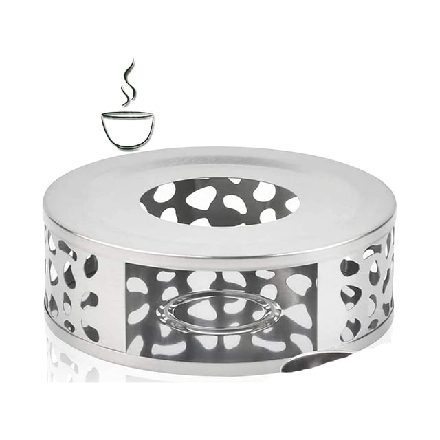 Calentador de té, calentador de café de acero inoxidable con portavelas Calentador de base de té de acero inoxidable con portavelas, candelita y tetera no incluidas, base de teteras resistentes al
