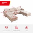 thumbnail image 3 of Puremind Canapé Sectionnel en U, Sofa Sectionnel Modulaire 8 Places avec Ottomane de Rangement et Accoudoirs Réglables pour Salon, Beige, 3 of 8