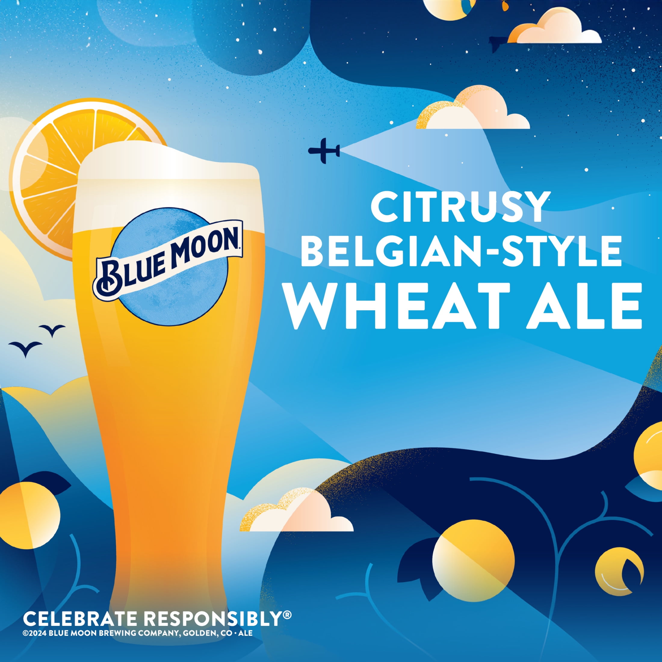 Blue Moon Belgian White Craft Beer, 12 Pack, 12 fl oz Glass