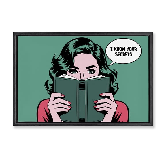 Stupell Industries Traditional Know Your Secrets Black Floating Frame Canvas Art, 25 x 17, by Andreas Magnusson