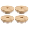 thumbnail image 1 of MasteelfCA 4pcs Mason Jar Lids with Straw Hole Reusable Bamboo Lids for Beer Can Glass, 1 of 8