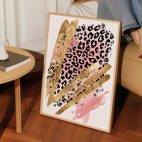 Blush Leopard Y2K Glam Wall Art, Unframed Paper Print Size 8x12