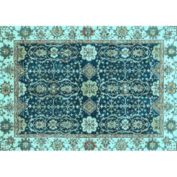 Ahgly Company Indoor Rectangle Oriental Light Blue Traditional Area Rugs, 5' x 8'