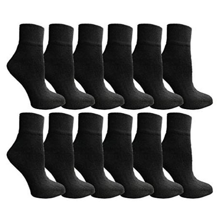 Yacht & Smith Diabetic Nephropathy Edema Socks, Cotton Crew, Ankle, Medical Sock (Black Ankle - 12 Pairs, 10-13)