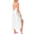 thumbnail image 3 of INSPIRE CHIC Womens Satin Long Sleepwear V Neck Spaghetti Strap Chemises Lace Slip Lingerie Sexy Nightgowns M White, 3 of 6