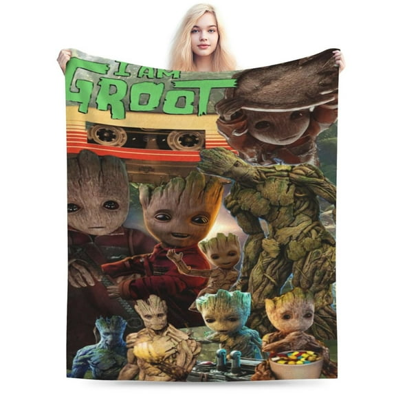 Groot Blanket, Super Soft Large Fluffy Plush Throw Blanket for Boys Girls Young Adults, Cozy Warm Flannel Blanket for Living Room Couch Bed All Seasons 40"X30"