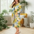 thumbnail image 2 of FOR U DESIGNS Watercolor Flower Print House Dresses for Women Lightweight House Dresses for Women with Pockets, Womens Embroidered Housecoat Long Sleeve Duster Robe, L, 2 of 8