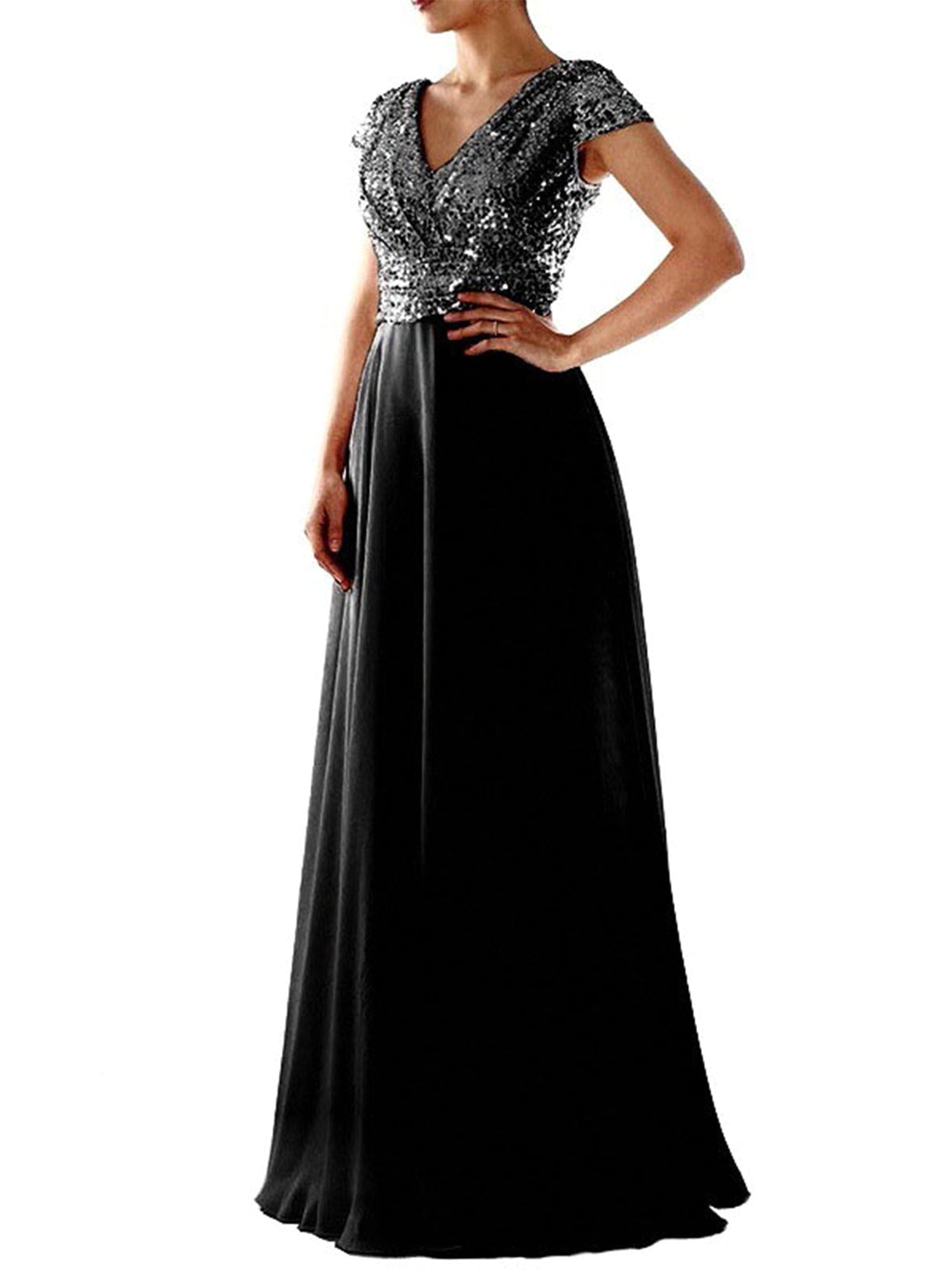 Ever-Pretty US V-Neck Velvet Sequin Long Evening Dress Bodycon Cocktail Gown 945