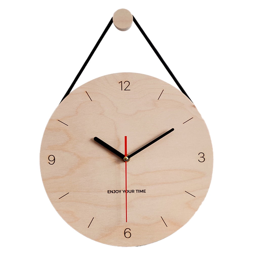 Real Wood Wall Clock, Battery Operated, Natural Finish Made from Real
