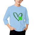 thumbnail image 3 of T-Shirt de la Saint-Patrick pour Filles, Mignon T-Shirt Graphique à Manches 3/4 Col Rond avec Imprimé Irlandais, Hauts Décontractés Printemps Été pour Vacances, Fête d'Anniversaire et Usage Quotidien Bleu Ciel 150, 3 of 5