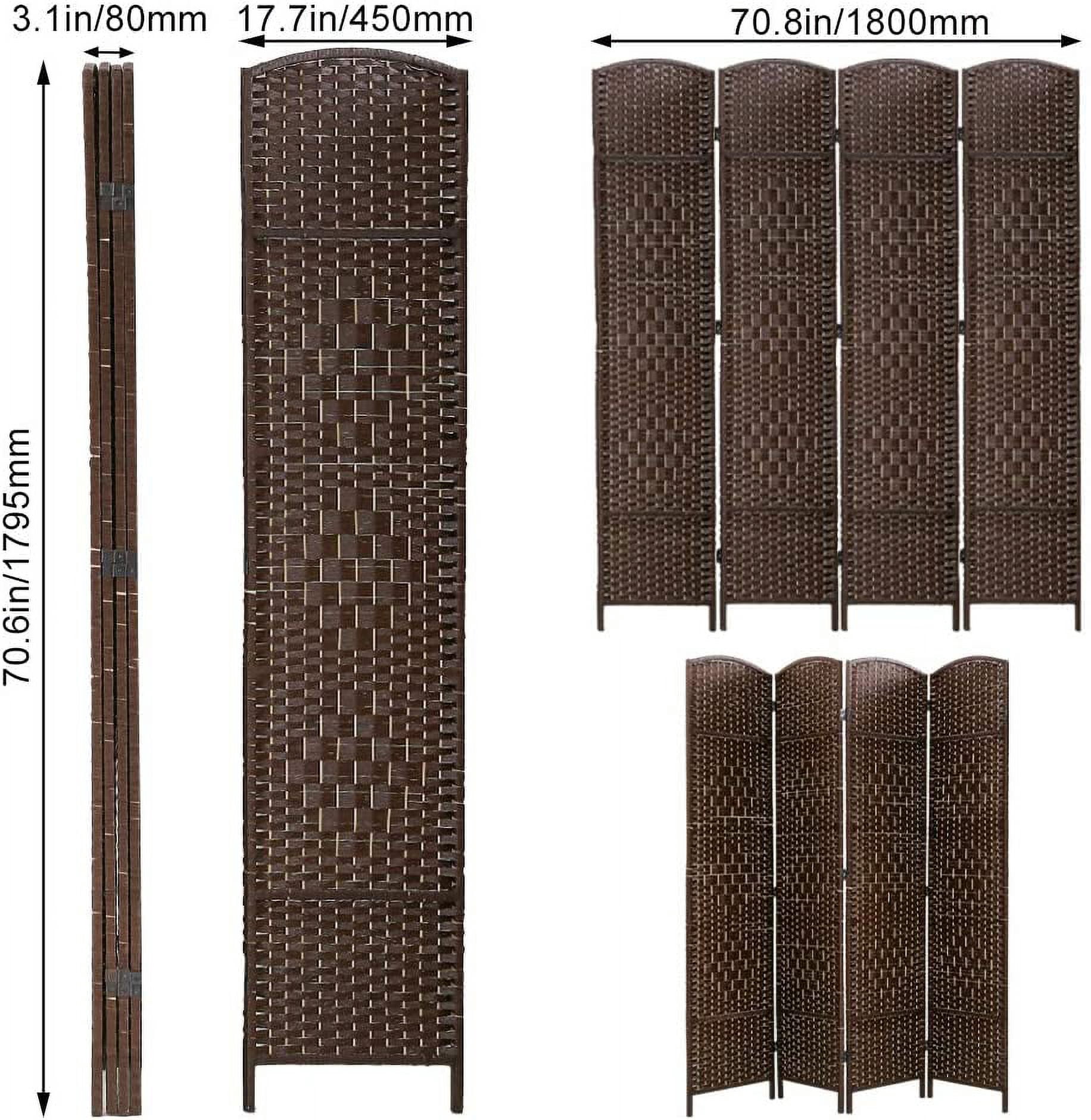 Dkeli 4 Panel Folding Privacy Screen 6 ft Living Room Divider Portable Room Divider, Brown