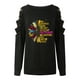 thumbnail image 4 of Camisas casuales florales de manga larga para mujer Estampado de girasol Cuello redondo Estampado de leopardo Costura Mangas caídas Túnica Tops Cuello redondo Blusa de manga larga Pompotops gfhjh10934, 4 of 7
