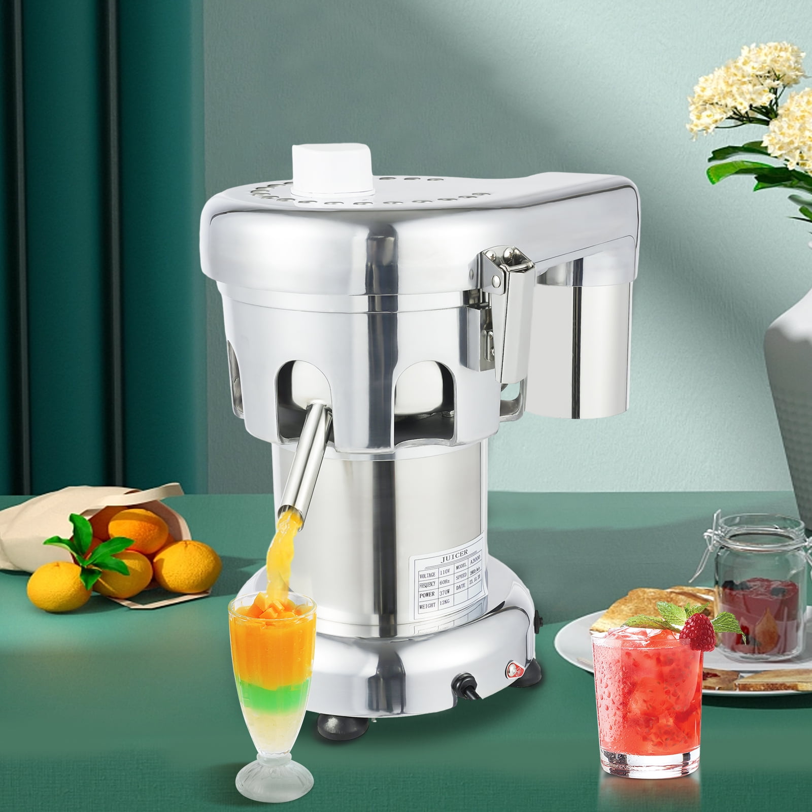 Wildnix High-Efficiency Juicer Machine with 370W Pure Copper Motor, 2800RPM Speed, Food-Grade Stainless Steel, and Automatic Juice Separation
