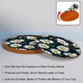 thumbnail image 4 of Daisy 6PCS Microfiber Leather Round Coasters Set, 11x11 cm/4.3x4.3 in - Drink Coasters for Table, Stylish and Absorbent Cork Backing, Easy to Clean and Durable Mats for Home, 4 of 6