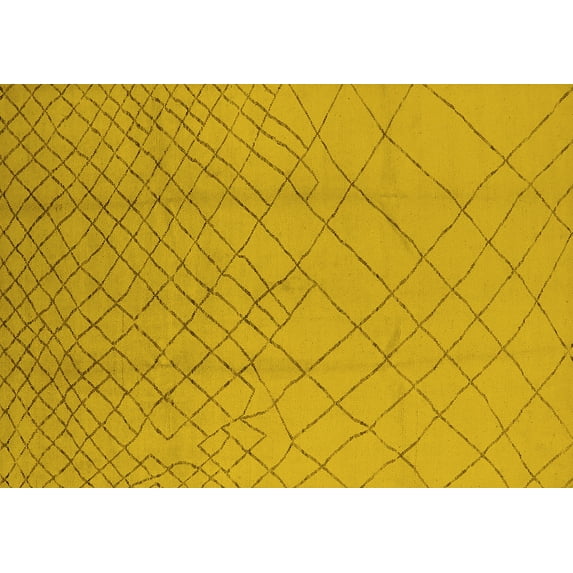 Ahgly Company Indoor Rectangle Solid Yellow Modern Area Rugs, 5' x 7'