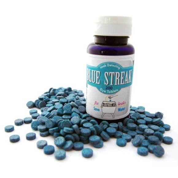 New Resources Group Blue Streak Pro 200 tabletas de tinte (detección de fugas silenciosas) a granel en contenedor EZ Pour | Detección de fugas en el tanque del inodoro | Amigo fontanero