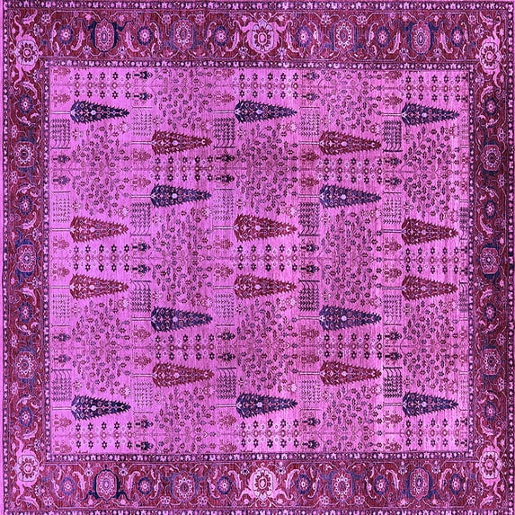 Ahgly Company Indoor Square Oriental Purple Industrial Area Rugs, 8' Square