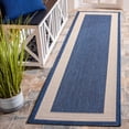 thumbnail image 2 of Safavieh Courtyard Justine Bordered Indoor/Outdoor Runner Rug, Navy/Beige, 2'3" x 10', 2 of 11